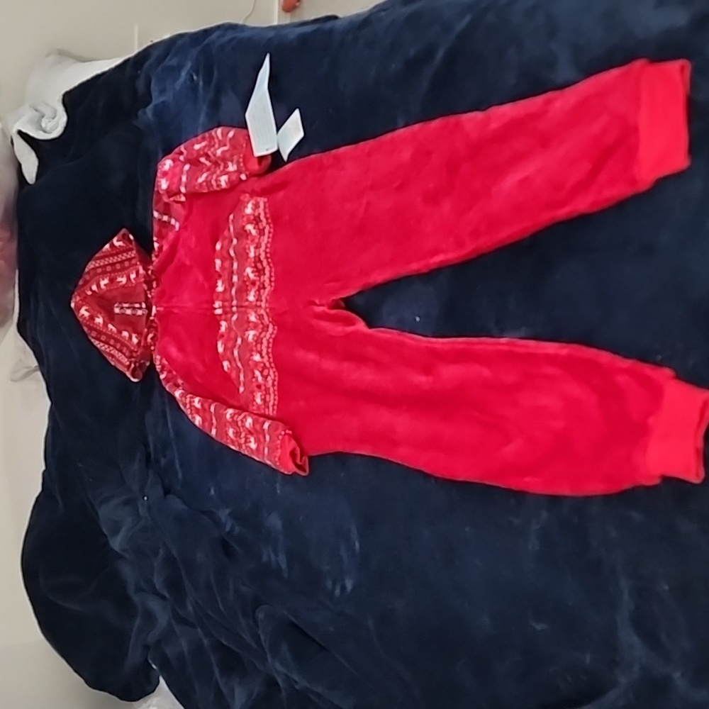 Red fleece Christmas jumpsuit